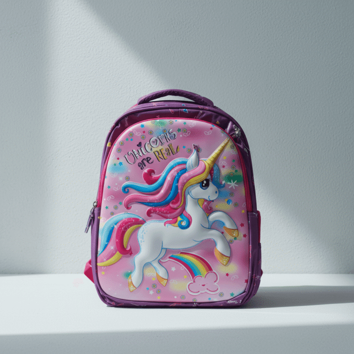 Kids 3D Character School Bag – Unicorn Design (Purple) (1)
