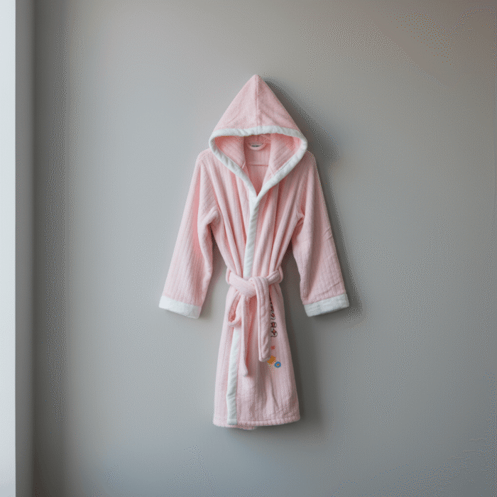 Kids Hooded Bathrobe – Pink (1)