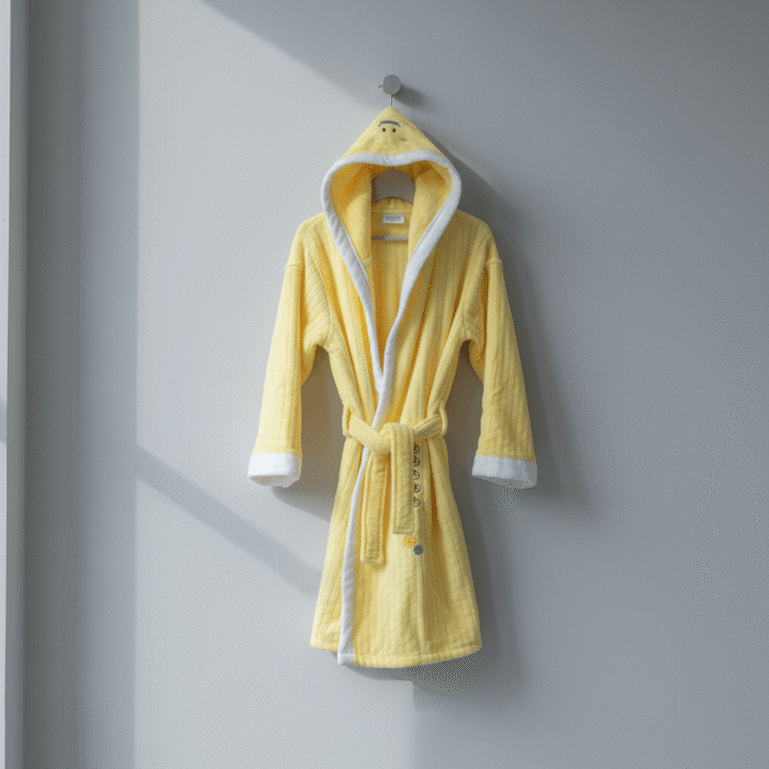 Kids Hooded Bathrobe – Yellow (1)