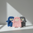 Plush pink penguin bath glove with cream face, feet, and loop, pink penguin bath glove cute playful design, available at Mint LB Zahle Lebanon
