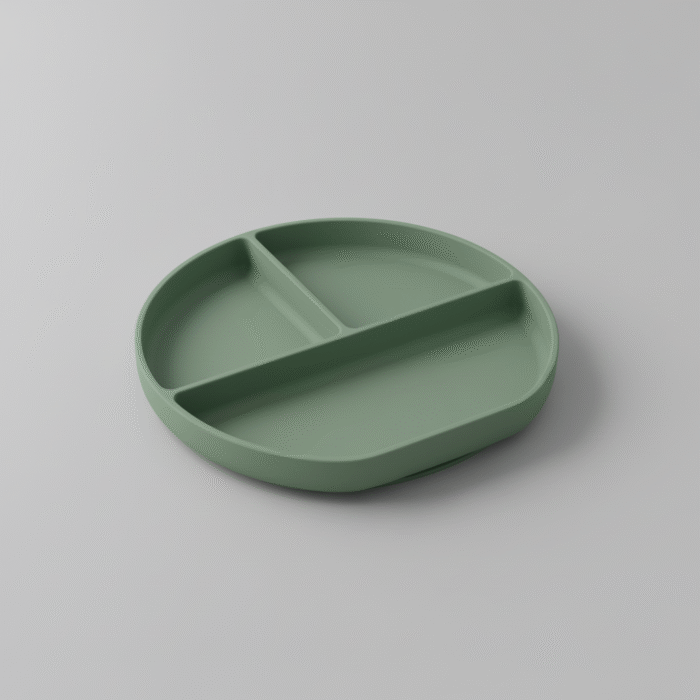 Kids Silicone Divided Plate – Green (1)