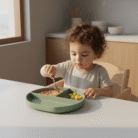 Kids Silicone Divided Plate – Green (2)