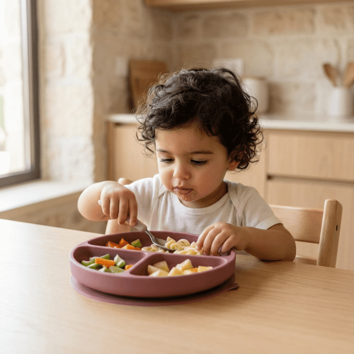 Kids Silicone Divided Plate – Red (2)