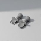 Kids Silicone Spoon & Fork Set – Gray (1)