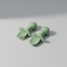 Kids Silicone Spoon & Fork Set – Green (1)