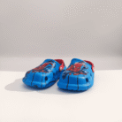 Bright blue kids clogs with Spiderman graphic and red accent interior, slip-on playful design, available at Mint LB Zahle Lebanon