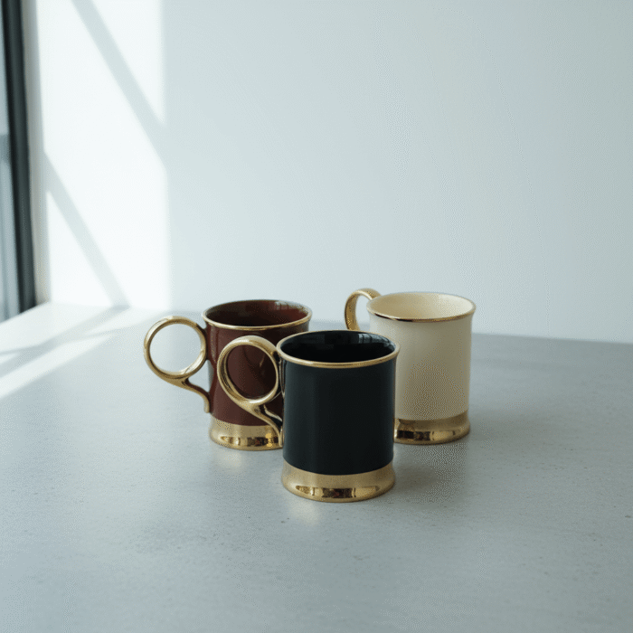 Luxury Ceramic Mug with Gold Accents – Premium Handle & Base (2)