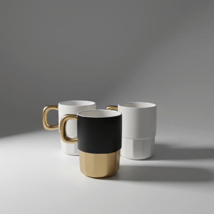 Luxury Ceramic Mug with Gold Handle (2)