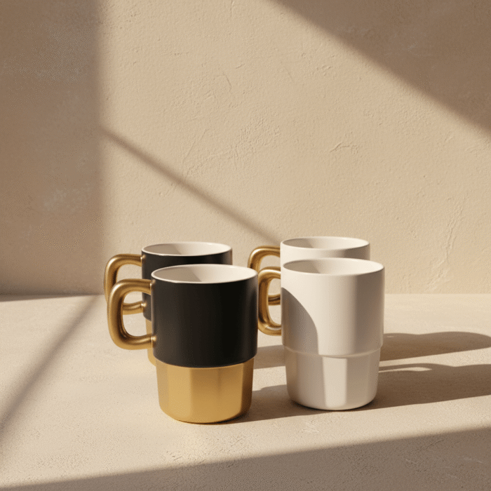 Luxury Ceramic Mug with Gold Handle (3)
