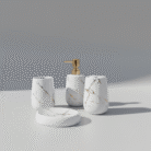 Marble-Inspired Ceramic Bathroom Set with Gold Accents – 4-Piece (8)