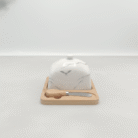 Marble-Style Butter Dish with Wooden Base & Spreader (1)
