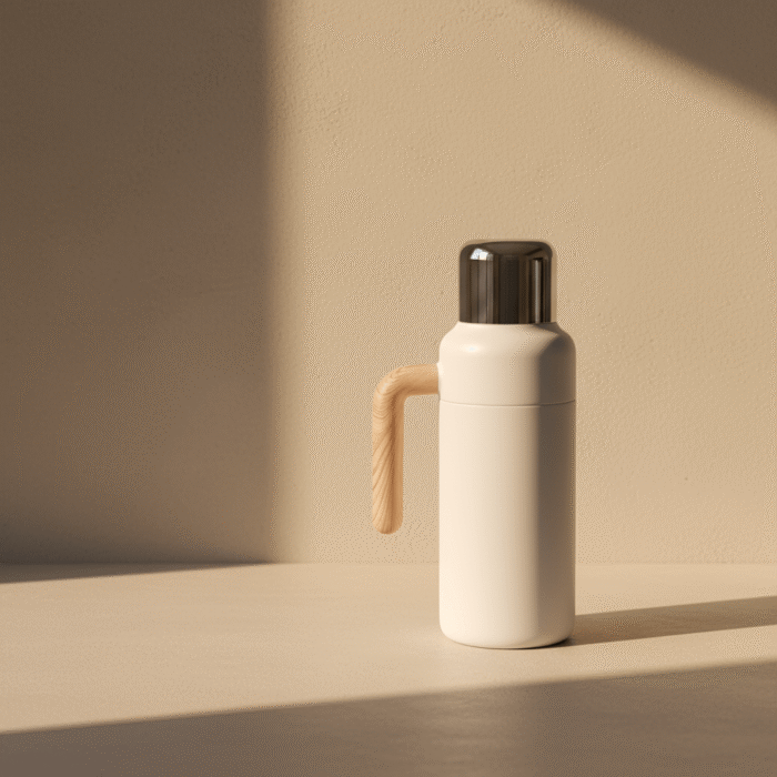 Minimal Thermos Water Bottle with Wooden Handle (4)