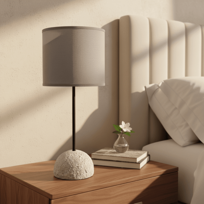 Modern Stone-Base Cylinder Shade Lamp (3)