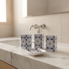 Patterned Ceramic Bathroom Accessory Set – 4 Pieces (4)