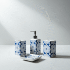 Patterned Ceramic Bathroom Accessory Set – 4 Pieces (6)