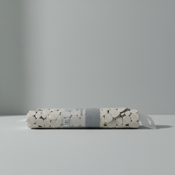 Soft cream pebble bathroom mat with textured modern design, cream pebble bathroom mat, available at Mint LB Zahle Lebanon