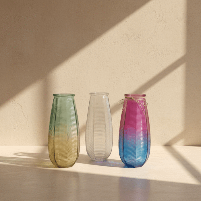 Ribbed Glass Flower Vase 2 – Mint LB Zahle – Mint LB Zahle (4)