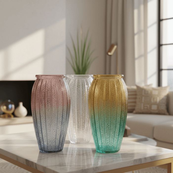 Ribbed Glass Flower Vase – Mint LB Zahle – Mint LB Zahle (4)