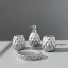 Sculpted Ceramic Bathroom Set – 4-Piece Textured Design (2)