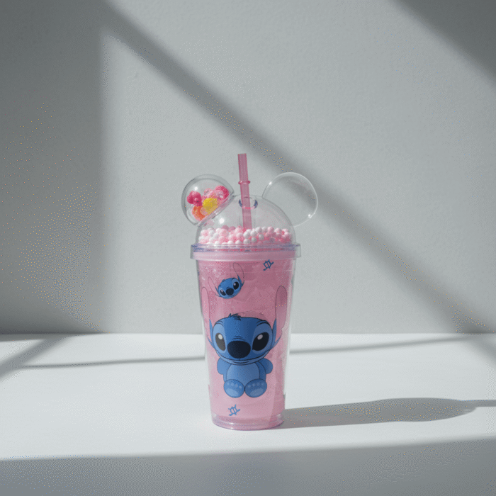 Stitch Dome Water Cup with Floating Beads & Straw (12)