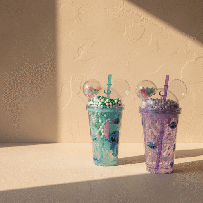 Stitch Dome Water Cup with Floating Beads & Straw (4)