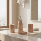 Textured Ceramic Bathroom Accessory Set – 4 Pieces (4)