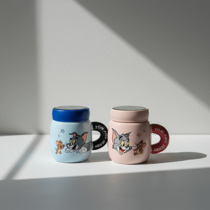 Adorable blue and pink kids mug with Tom & Jerry graphics, easy-grip handle, blue pink kids mug, available at Mint LB Zahle Lebanon