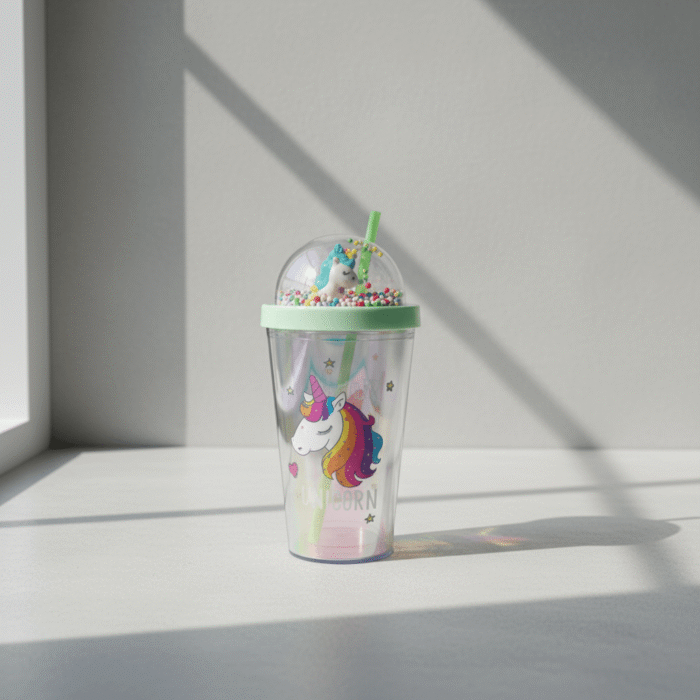 Unicorn Dome Water Cup with Floating Beads & Straw (14)