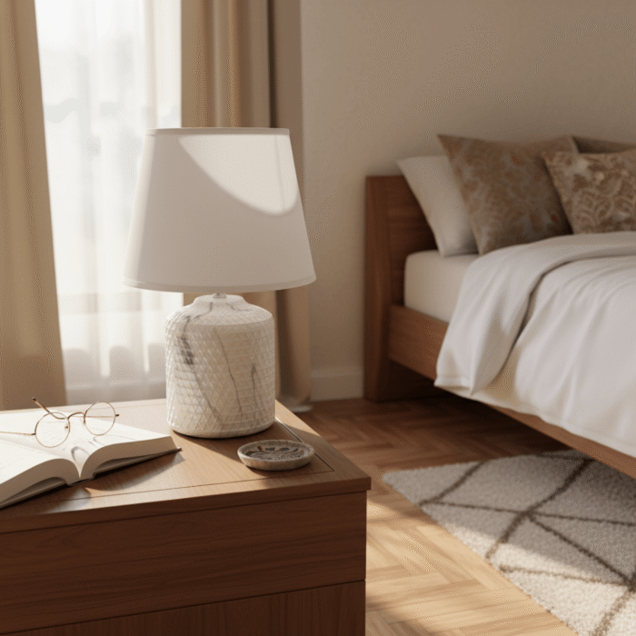 White Stone-Texture Table Lamp (3)