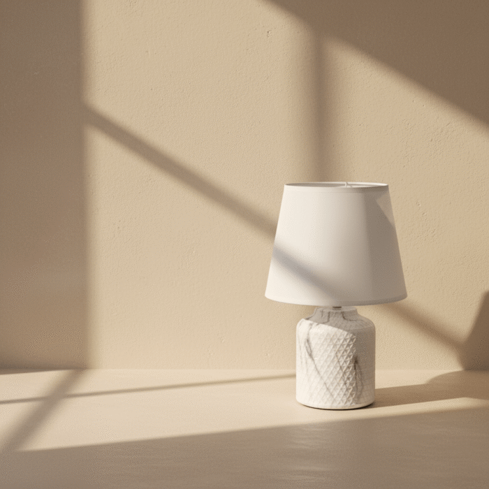 White Stone-Texture Table Lamp (4)