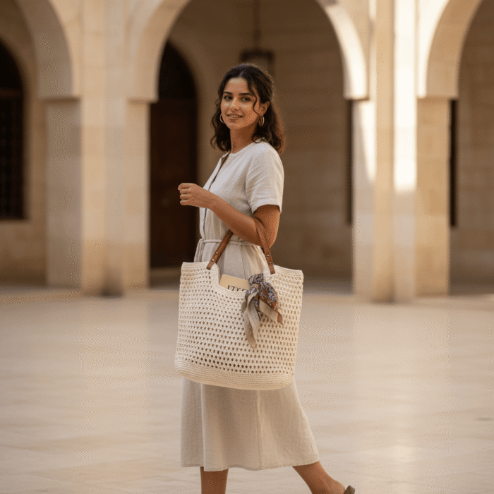 Woven Beach Bag – Available in Natural & White (3)