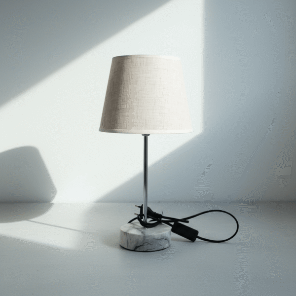 Modern cream table lamp with textured cream shade and sculptured light base, cream table lamp, available at Mint LB Zahle Lebanon