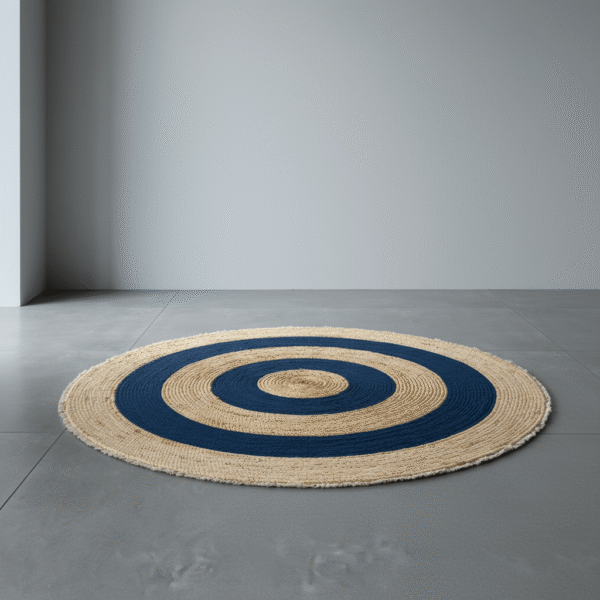 Modern Blue Round Carpet 120cm – Essential & Elegant | Mint LB